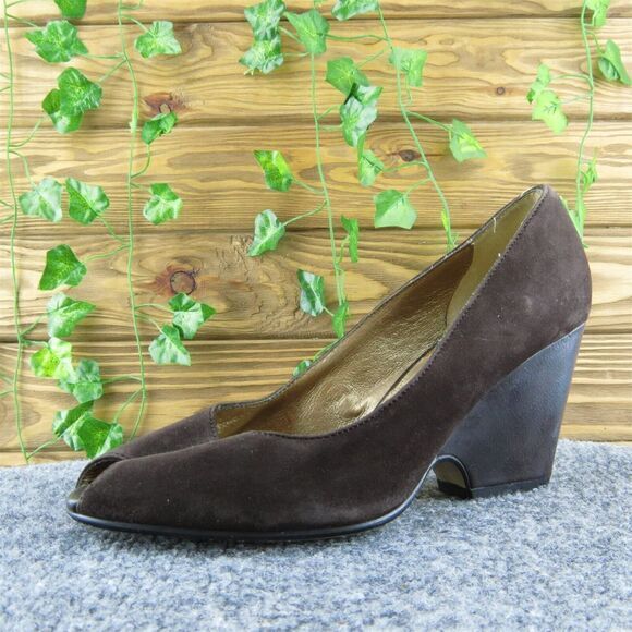 Aldo Peep Toe Women Peep Toe Heel Shoes Brown Leather Size 38 Medium‎ - Picture 1 of 9